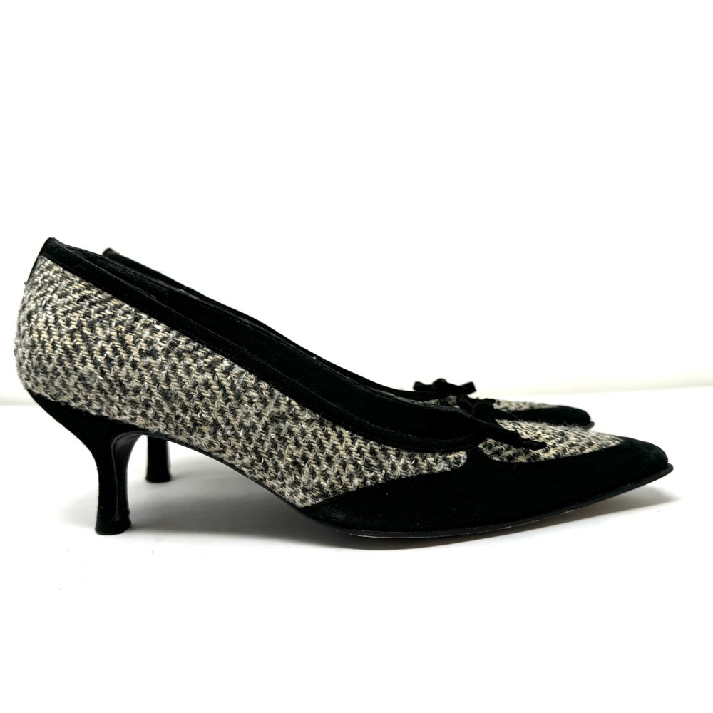 STUART WEITZMAN black suede and tweed heels, size 9 - Picture 3 of 10